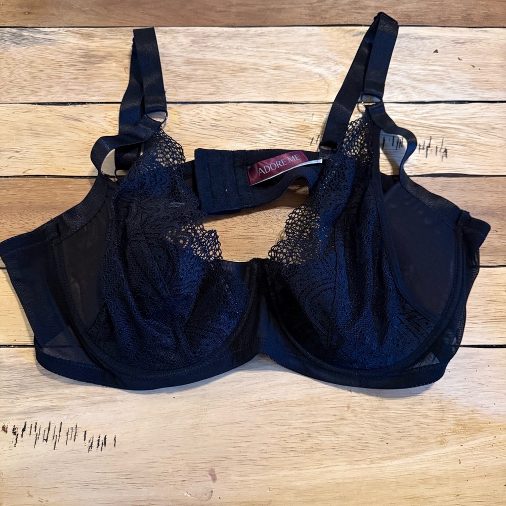 Adore Me Kaia Quarter Cup Bra 44D / Jet Black Lace